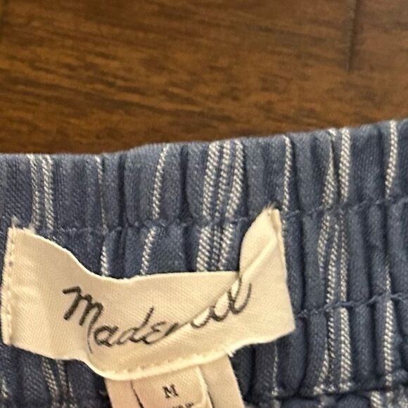 Madewell Blue Linen-Blend Track Trousers in Stripe Size Medium style MD211 - Picture 14 of 14